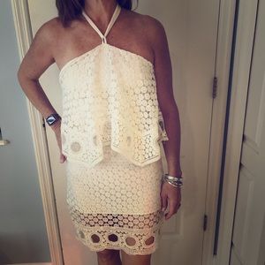 White lace handkerchief style beach sundress